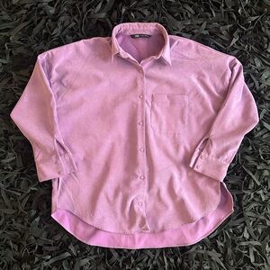 Zara Tailored Pink Corduroy Button-Up Shirt (Size S)
